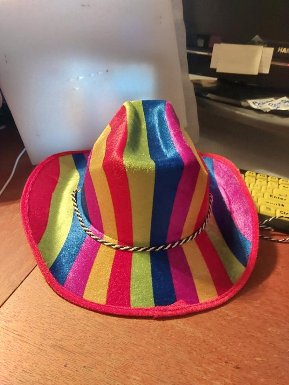 NEW ! Rainbow Top Bowler Cowboy Hat Novelty Fancy Dress Party Carnial Mardi Gras